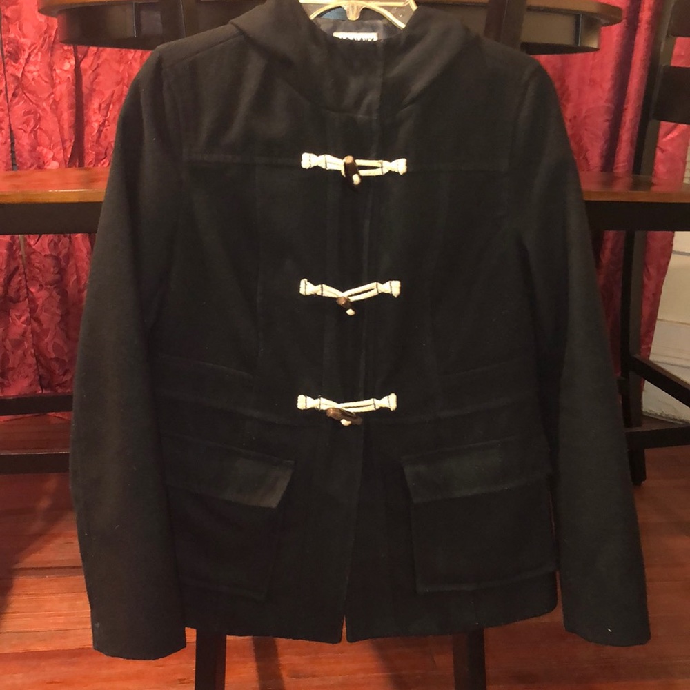 Hooded wool pea coat